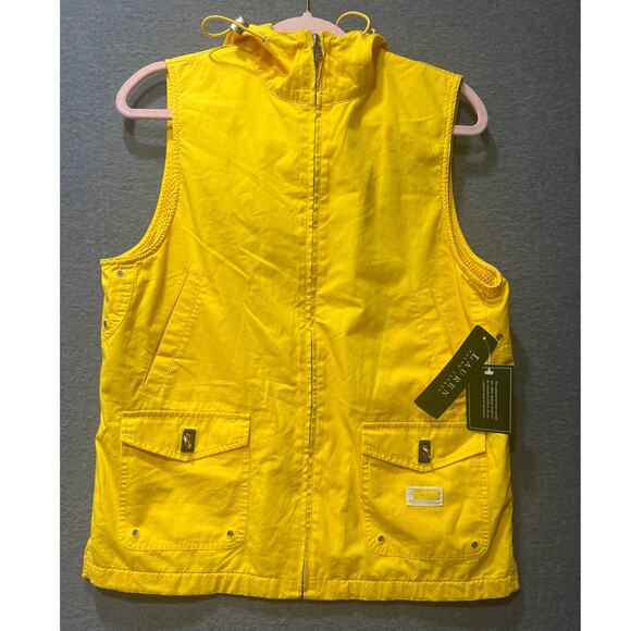 Vintage Y2K Lauren Ralph Lauren Mens Hooded Vest Yellow Size Small NWT - Picture 1 of 12